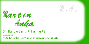 martin anka business card